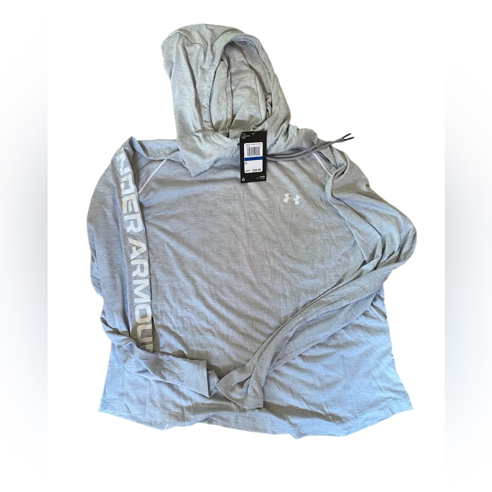NWT UNDER ARMOUR GREY LONG SLEEVE ATHLETIC HOODIE TOP XL